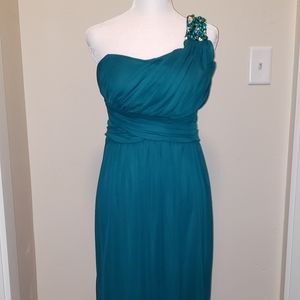City Triangles One Shoulder Teal Dress XL